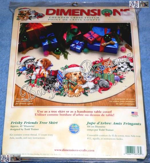 08743 Frisky Friends Tree Skirt. Dimensions 1