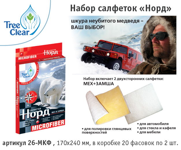 Набор салфеток д/ухода за автомобилем 'Норд'. Микрофибра для дома