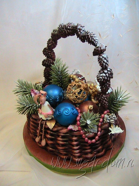 торт 'Новогодняя корзина'. 