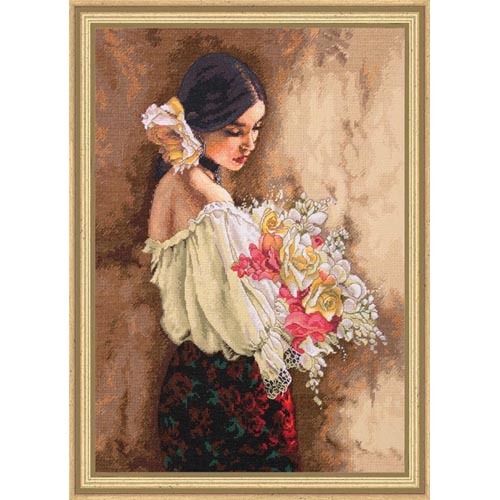 35274 Woman with Bouquet. Dimensions Gold 