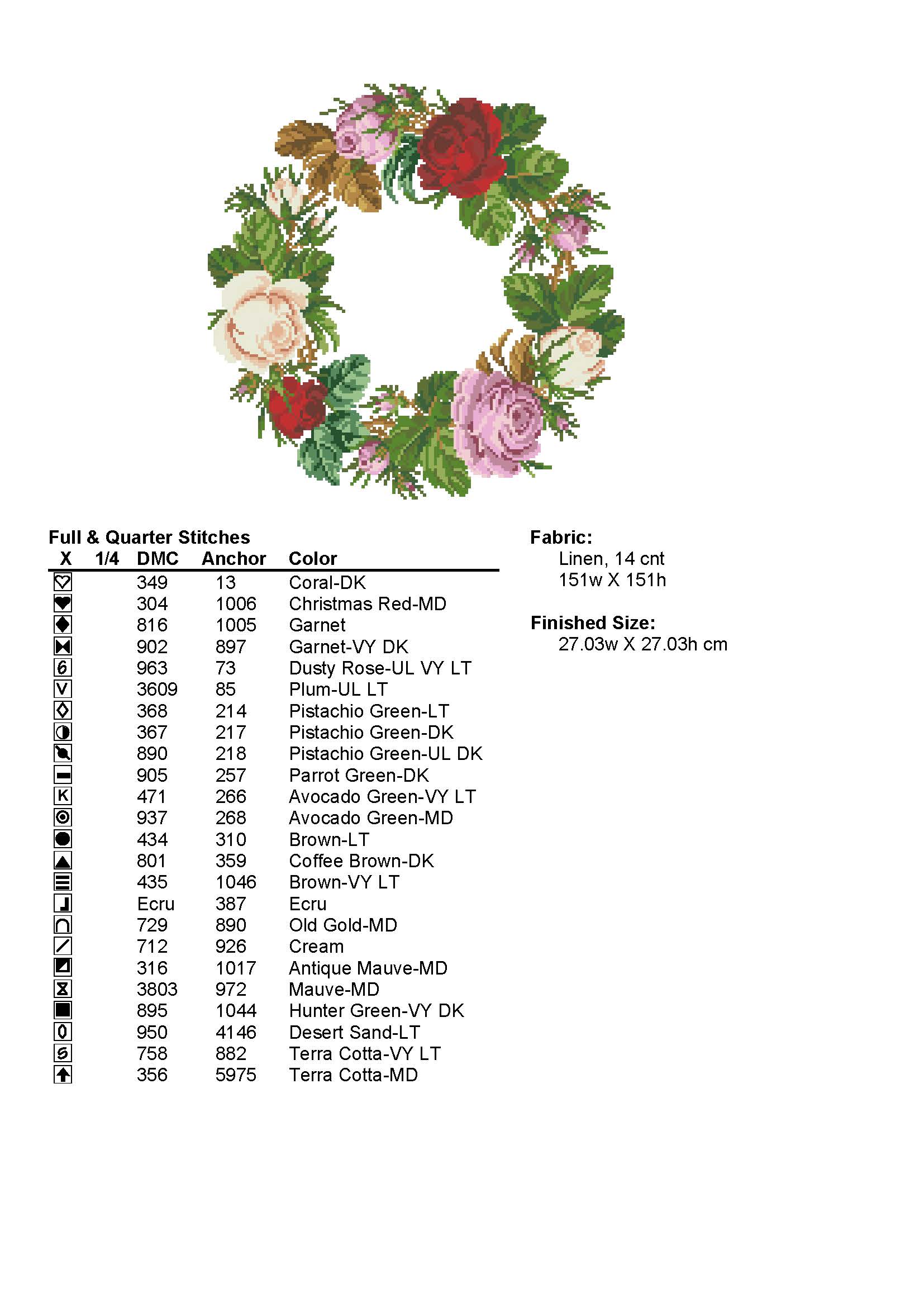 Magazine Cross Stith - Rose Wreath