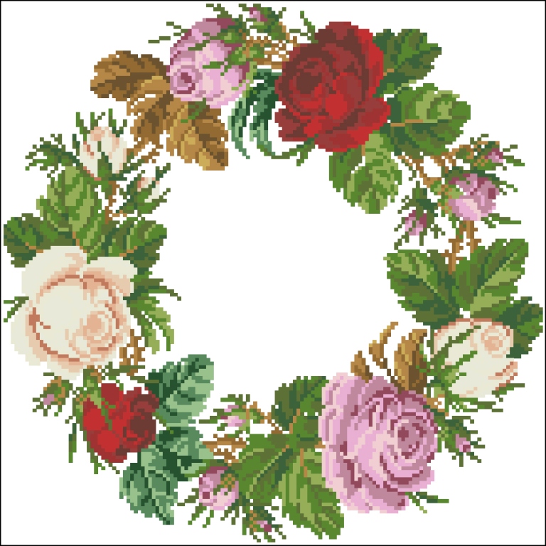 Magazine Cross Stith - Rose Wreath