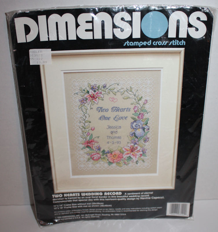 03122 Two hearts wedding record. Dimensions 1