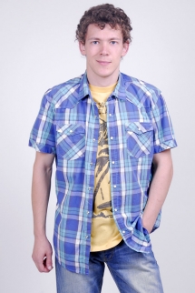 Рубашка мужская с коротким рукавом (MS12-7003P). Рубашка с коротким рукавом
