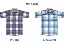 Рубашка мужская с коротким рукавом (MS12-7004). Рубашка с коротким рукавом