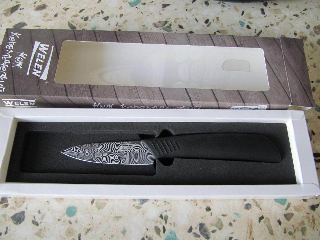 Нож овощной керамический 7,5см 'дамасская сталь'. Посуда WEL*EN