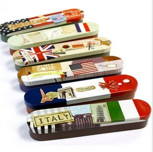 Винтажный металлический пенал, с принтом Флаги. Пристрой из СП и просто новое