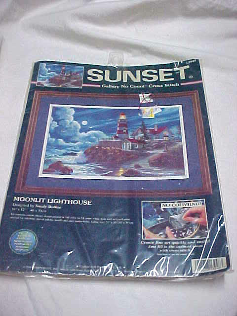 13948 Moonlit Lighthouse. Sunset 1