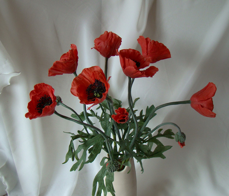 Красные маки. Керамическая флористика (лепка цветов из полимерной глины) - Мои работы
