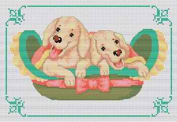 Два щенка в корзинке. Разное о собаках