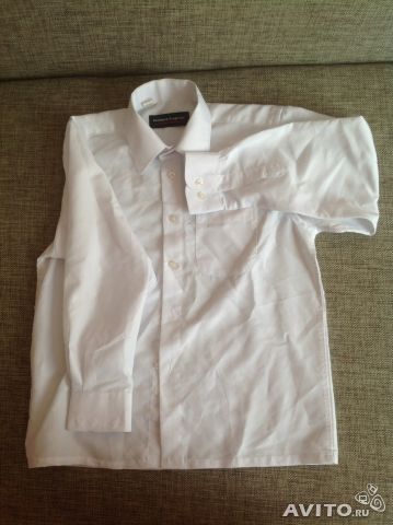 Рубашка школьная белая новая размер 32-33. Детская одежда, обувь ( продажа, обмен)