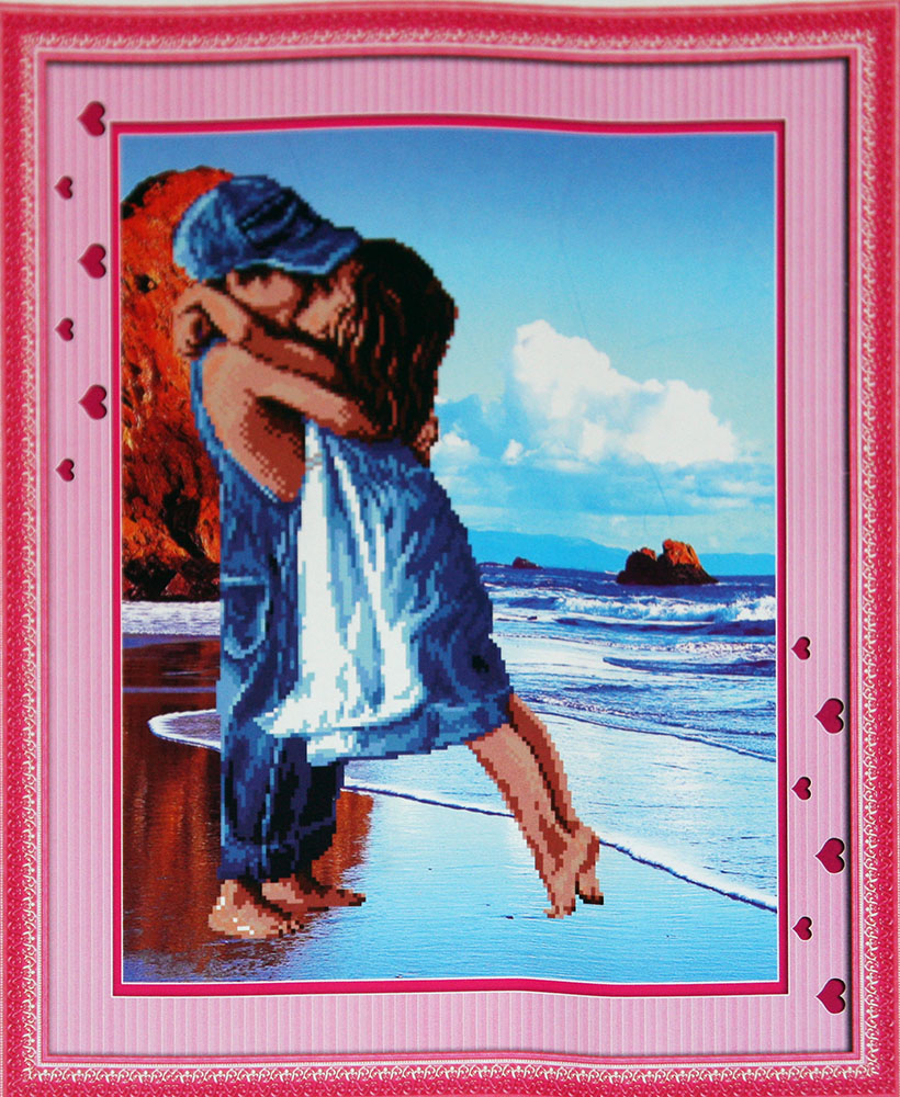 Схема вышивки поцелуя. Свидание у моря вышивка. Вышивка поцелуй. Алмазная мозаика девочка на море. Мамин поцелуй вышивка.