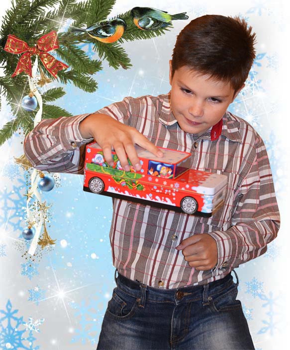 Машинка Деда Мороза, жесть,400 гр., 284 руб с %%. НОВОГОДНИЕ ПОДАРКИ 2015