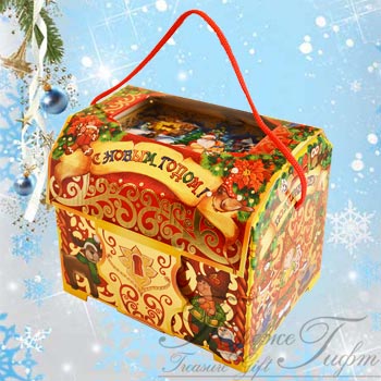 Новогодняя шкатулка, микрогофра,1000 гр.,399 руб. . НОВОГОДНИЕ ПОДАРКИ 2015