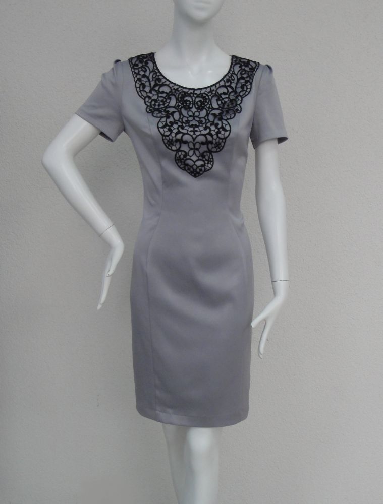 Пл.17-058 Атлас серый кружевная деталь. КАП*РИЗные новинки!