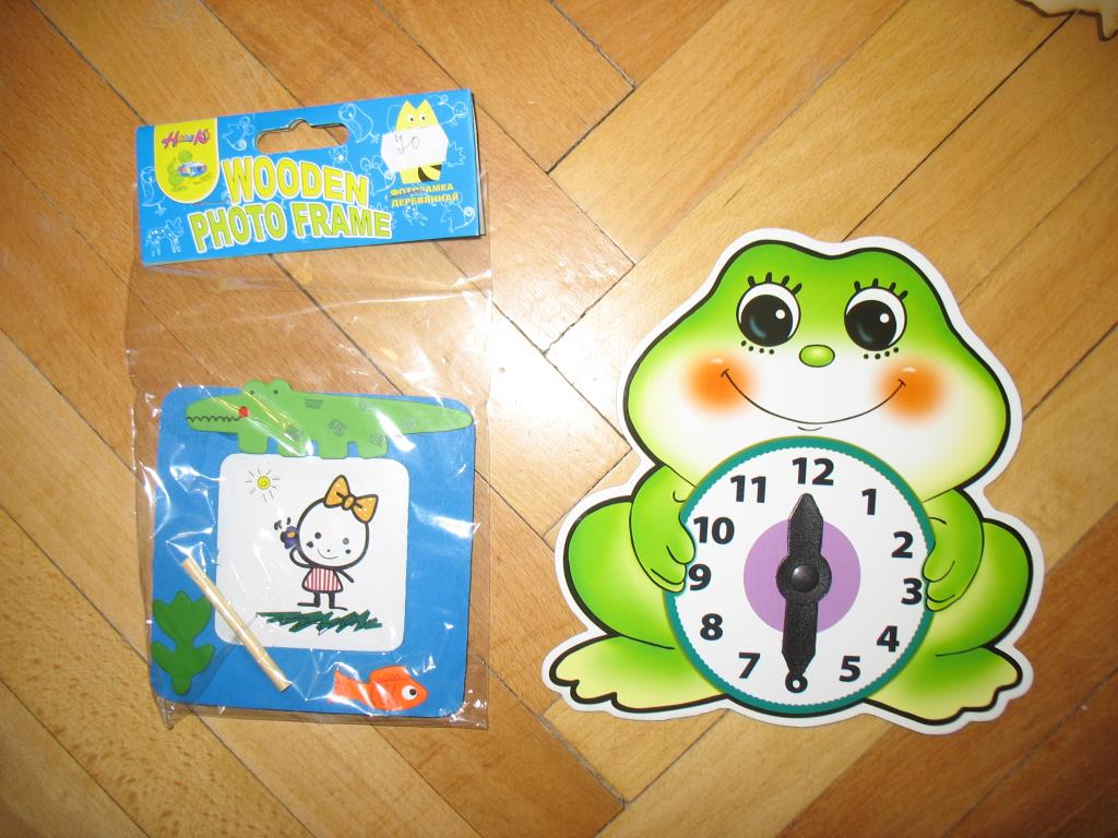 Часики для обучения времени и фоторамка. Всё новое. Детское - разное