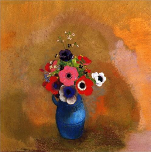 Odilon Redon - Bouquet of anemones 1900. Art