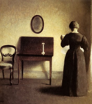 Vilhelm Hammershoi - Lady Reading in an Interior. Art