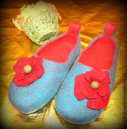 Тапочки 'Алый мак'. Мои работы