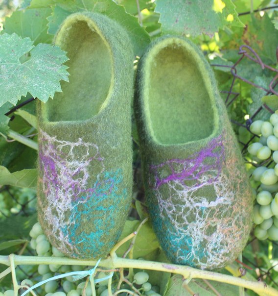 Тапочки из шерсти . Мои работы