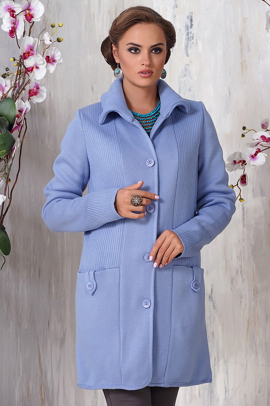 Пальто Д1022. Голубой. Lio*ra 