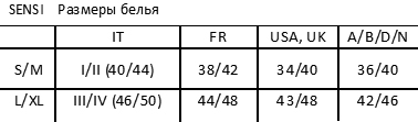 SENSI    Размеры белья. Пиар
