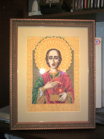 Икона Св.Пантелеймон. Мои вышивки