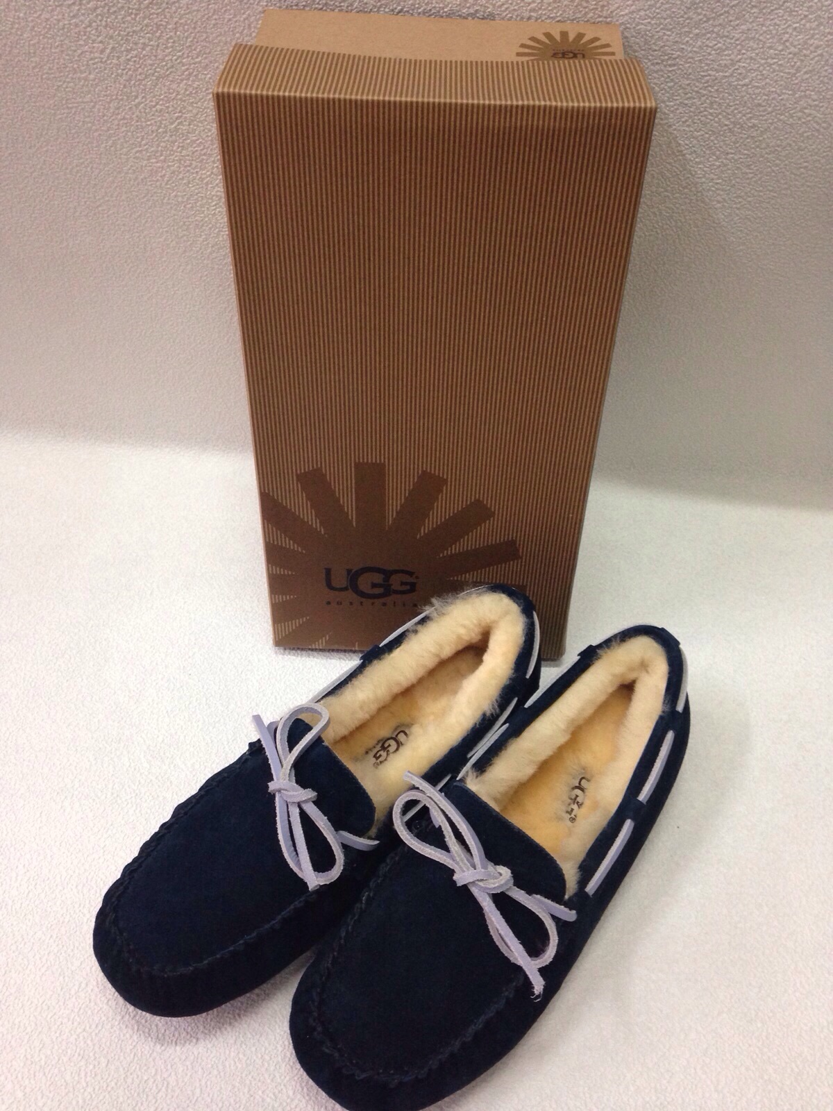 МАКАСЫ синие с бантиком. UGG сезон осень/зима 2015/2016