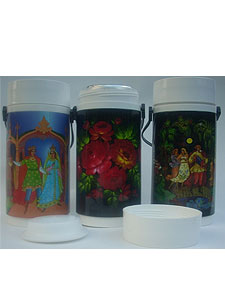 3613  Термос 1,0л шир.горло, роспись С357 Фрязино . Термосы со стеклянной колбой