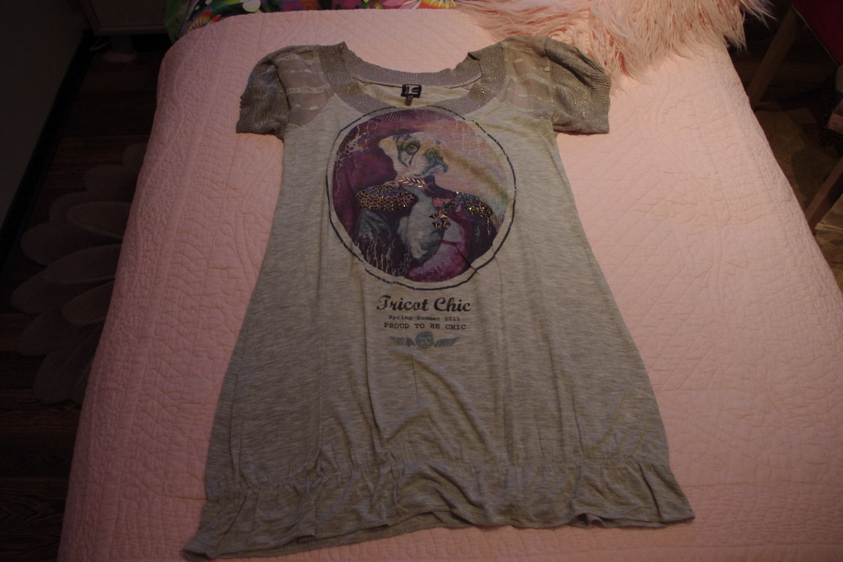 Трико Шик с собакой маечка-44-700. КОМИССИОНКА ЖЕНСКОЕ