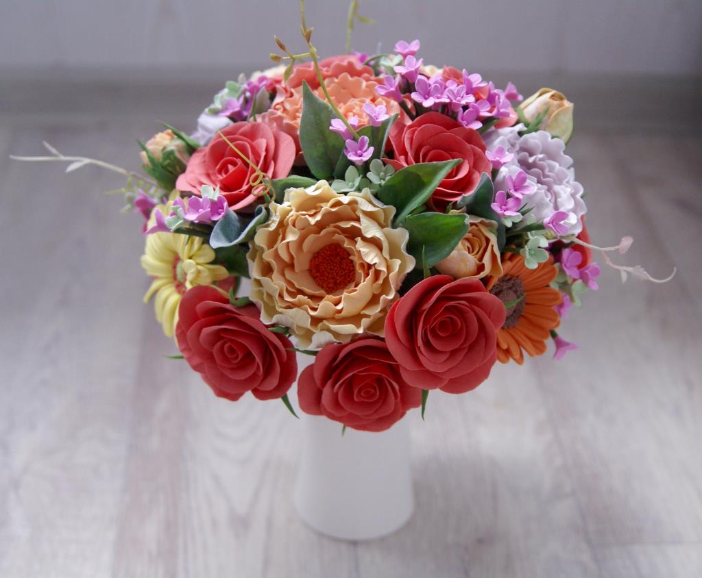 Цветочная композиция в высокой вазе/4500/в наличии. 1.HANDMADE продажа/обмен