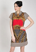 133207 платье Какао вензеля на коричневом. 