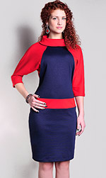 135207В платье Синий и Коралл. 