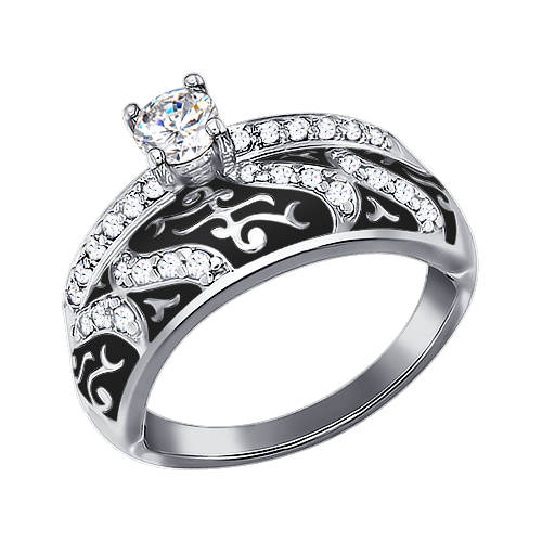 Кольцо 18 размер из серебра с эмалью и фианитами . ПРИСТРОЕНО