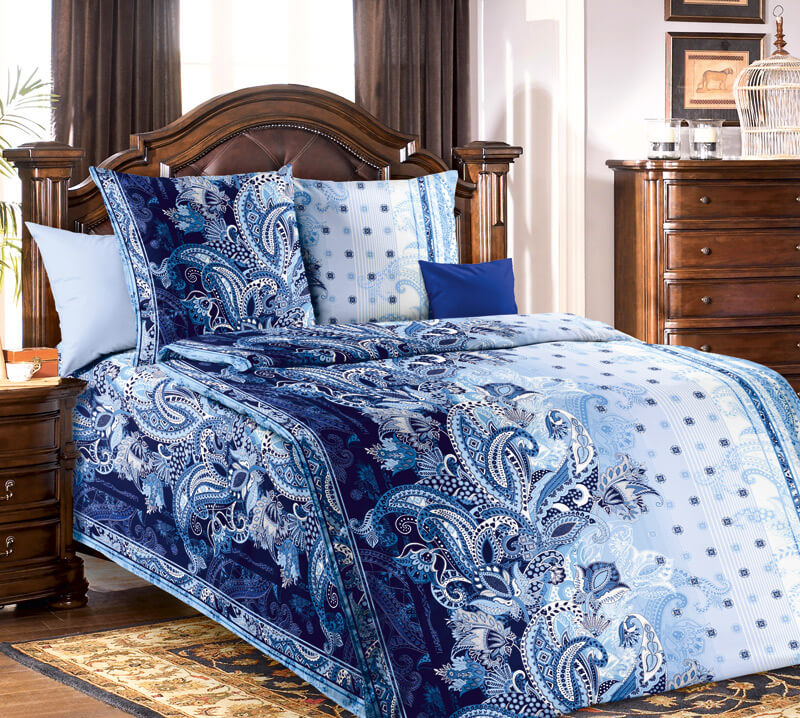 Очертание, синий. КПБ бязь