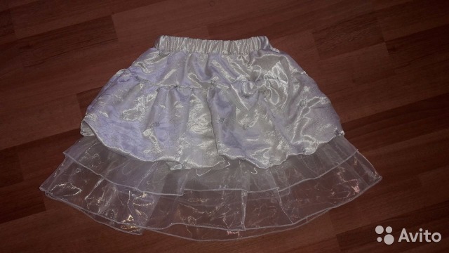 Юбка баллон снежинка белая с люрексом. _д/девочек 110-116