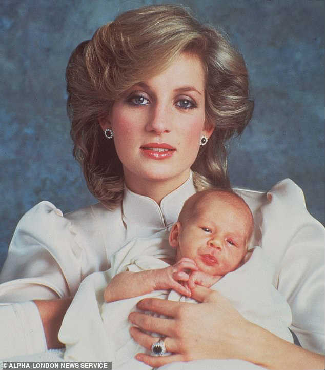 Принцесса Диана и принц Гарри младенец
