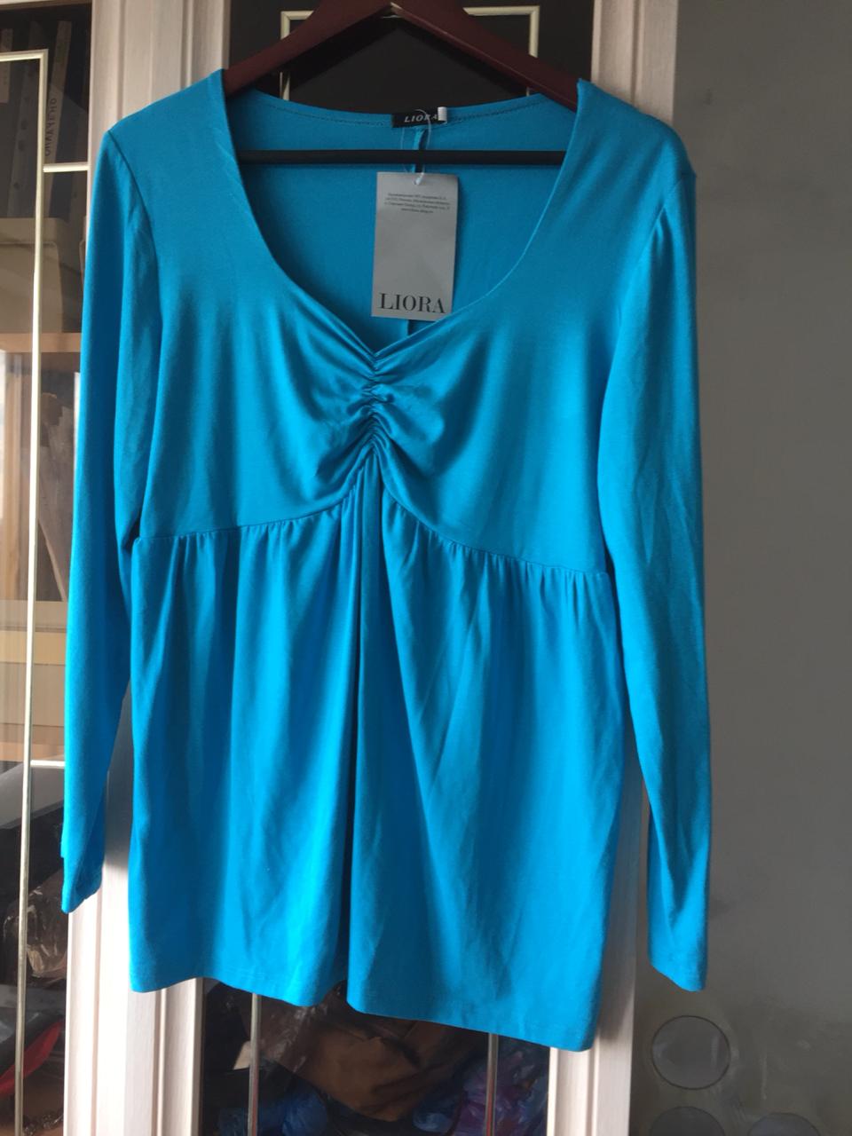 Голубая блуза Liora р.52 вискоза. Пристроено