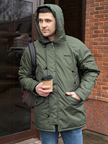 Парка мужская зимняя 11 002 хаки. Мужское
