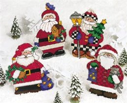 Four Jolly Santa Ornaments