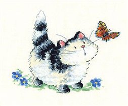 Funny cat with butterfly