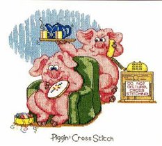 Piggin' Cross stitching