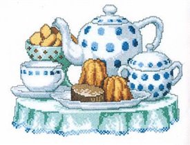 blue and white tea set