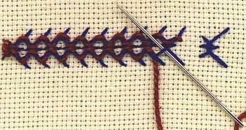 Threaded Reversed Fly stitch 2