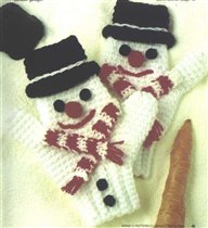 Вязаные перчатки-снеговички