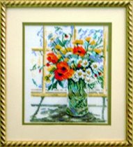 Flowers in Windowpane(#34716, Lanarte)