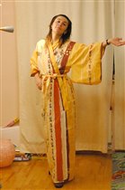 Самошитое кимоно на московской модели