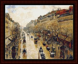 Blvd. Monmartre, Rainy Day - Cross Stitc