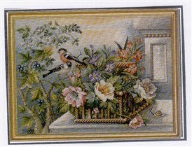 Flower-basket and birds