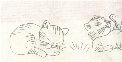 Скатерть с котами - фрагмент